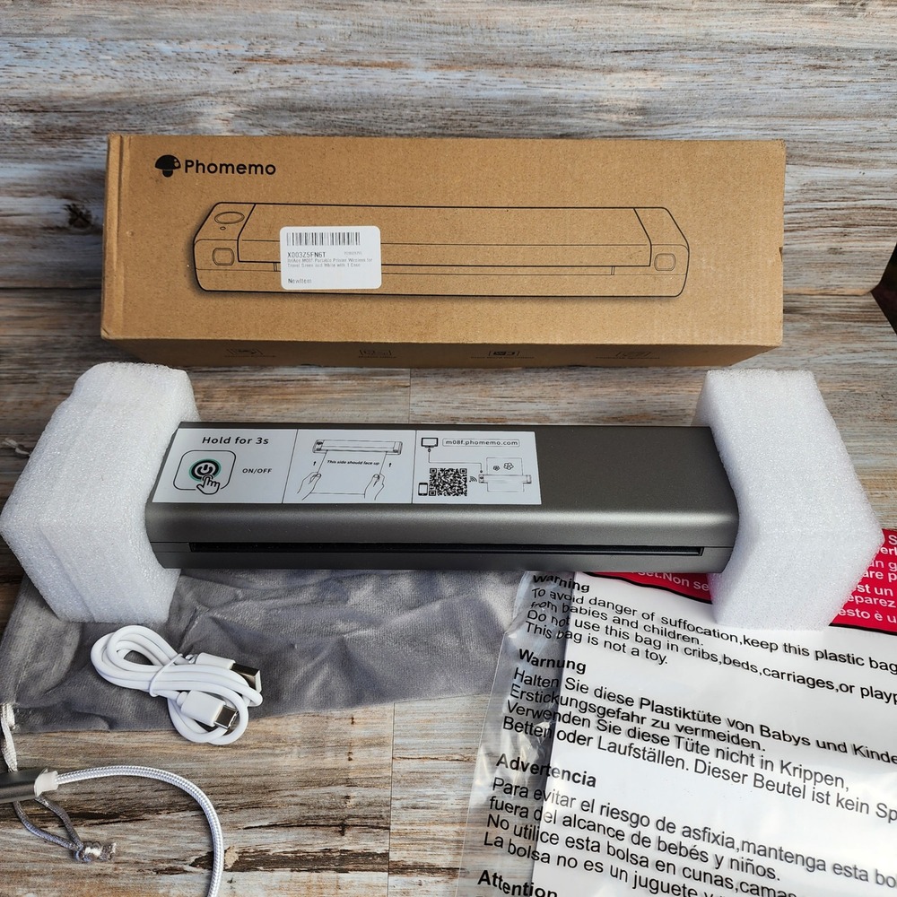 Phomemo M08F Portable Thermal Printer Wireless Bluetooth Travel Green White Case